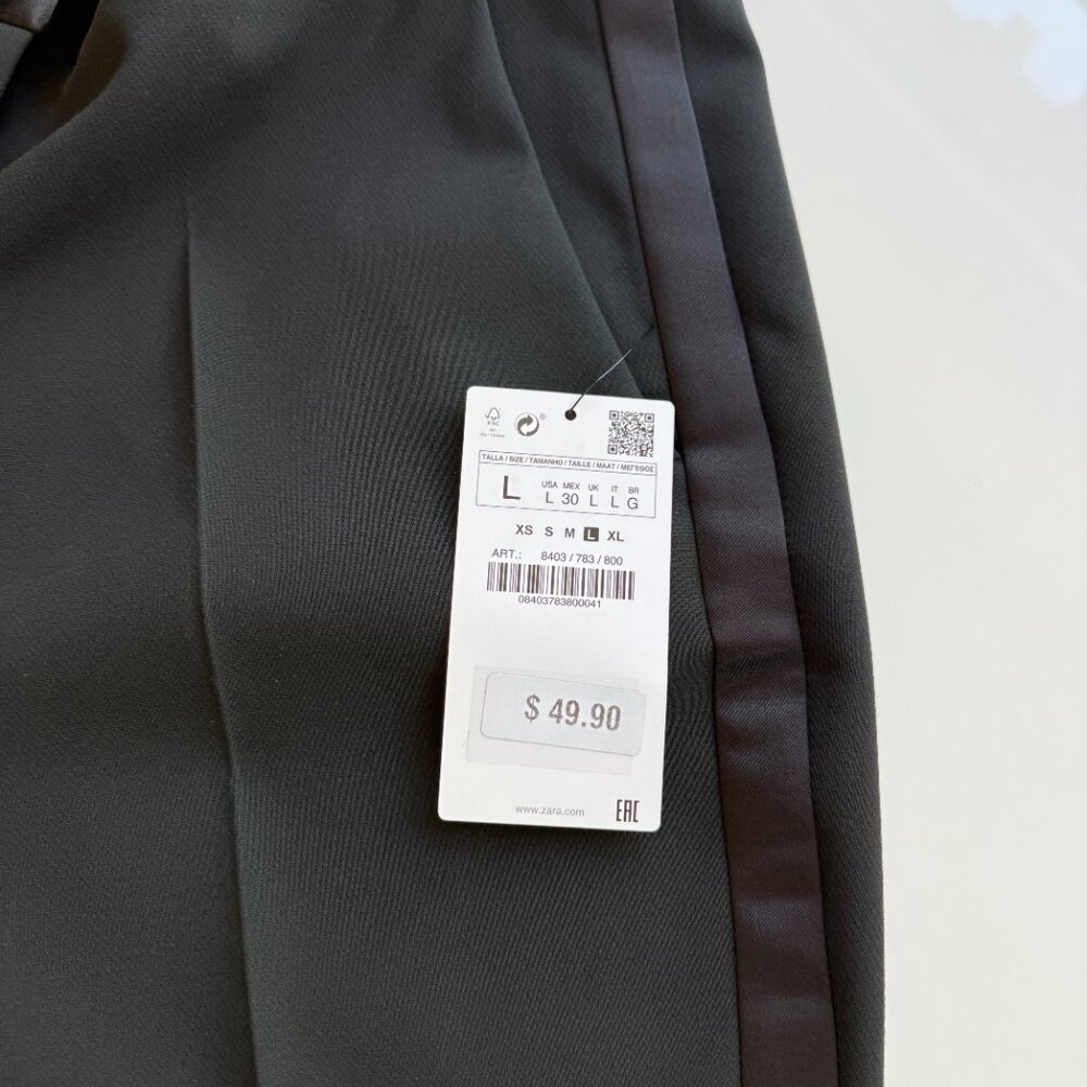 Zara Black Tuxedo Pants L-NWT - Picture 4 of 7